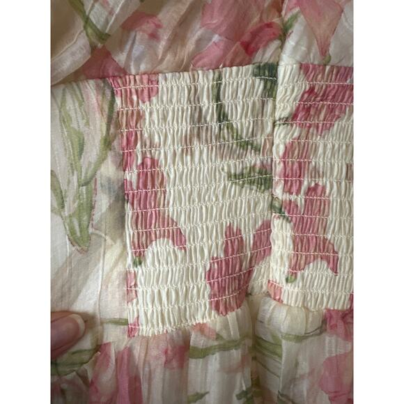 ASTR The Label NWT Sasila Puff Sleeve Smocked Midi Dress in White Size Small - Picture 10 of 14